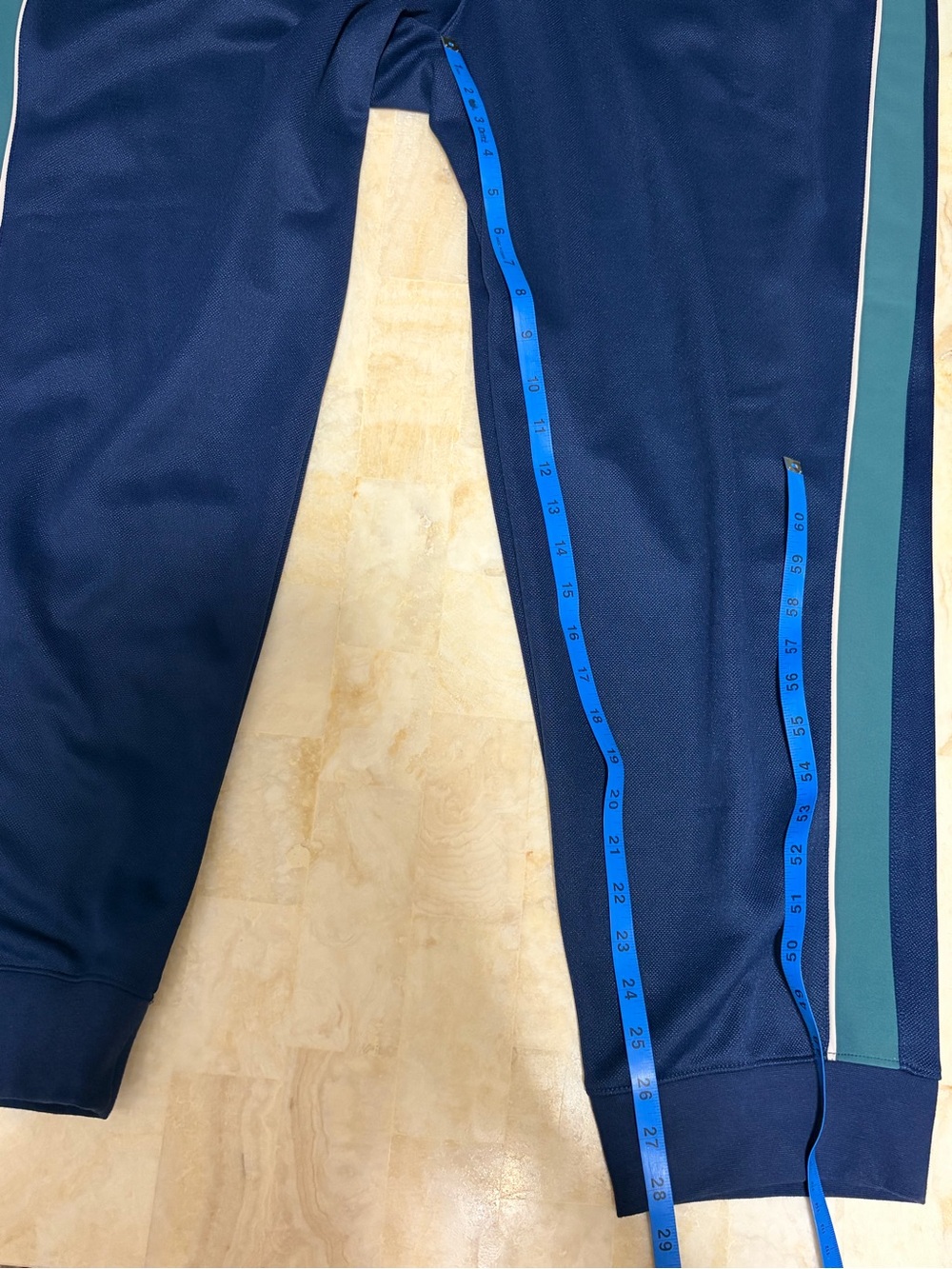 Reebok Slim Jogger Pants Dark Blue Teal Stripe Athletic Activewear - Men's 3XL - Picture 9 of 12
